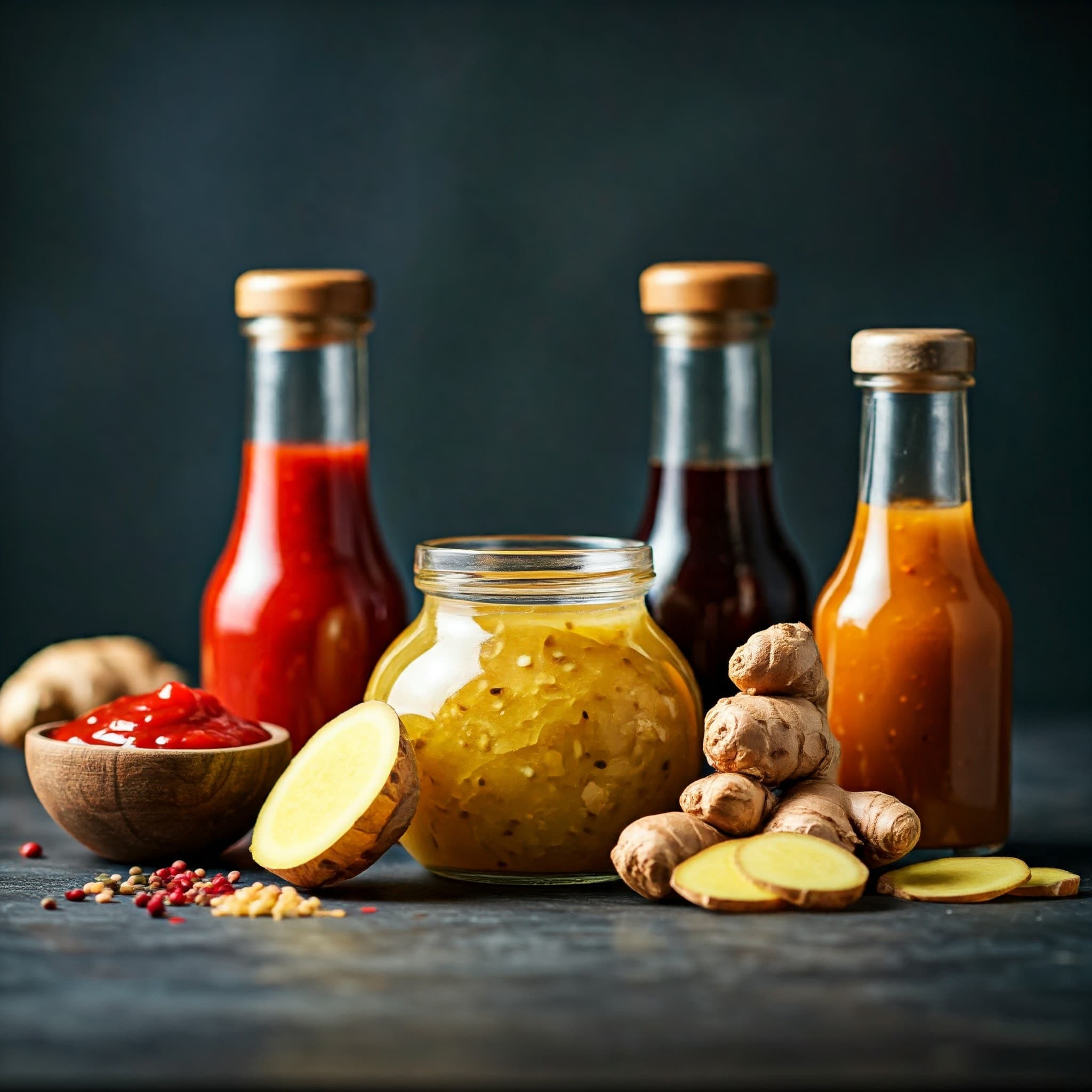 Salse a base di zenzero come ingrediente principale (Immagine generata dall'IA)