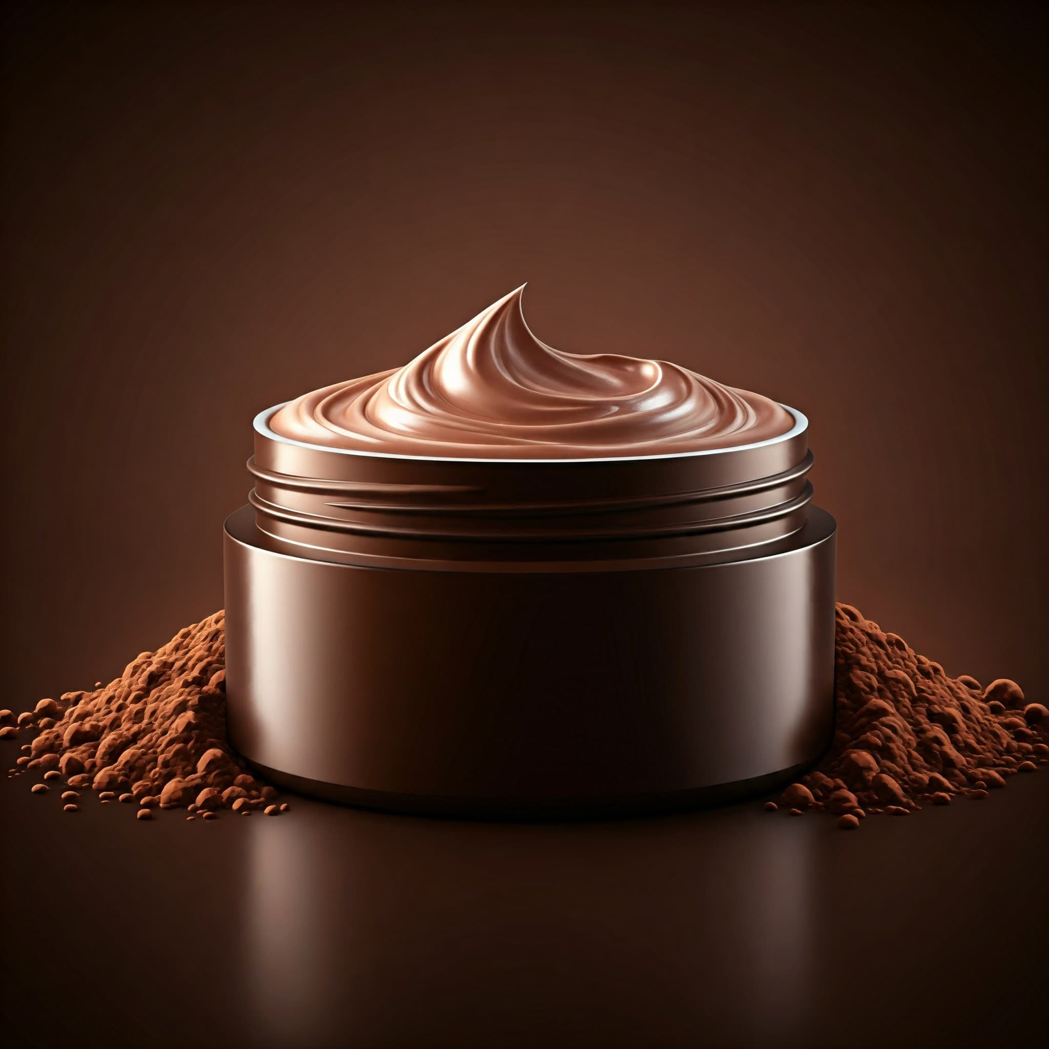 Crema cosmetica che utilizza cacao in polvere di bassa qualità come ingrediente (Immagine generata da IA)
