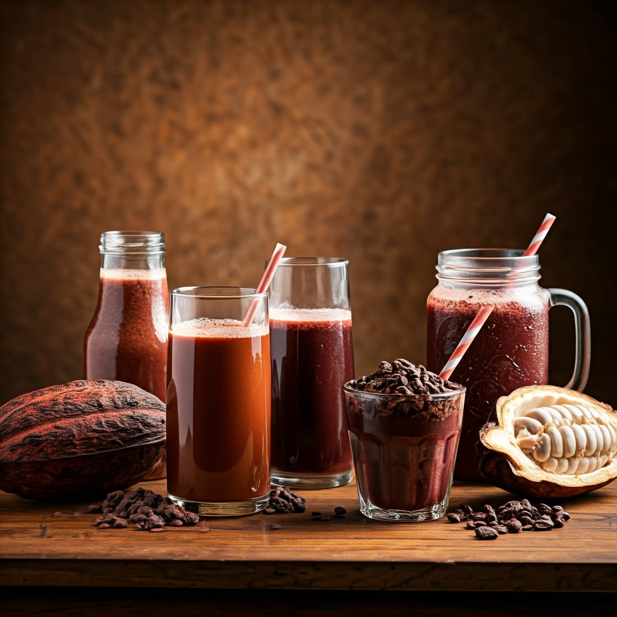 Succhi che utilizzano polpa di cacao come ingrediente (Immagine generata da IA)
