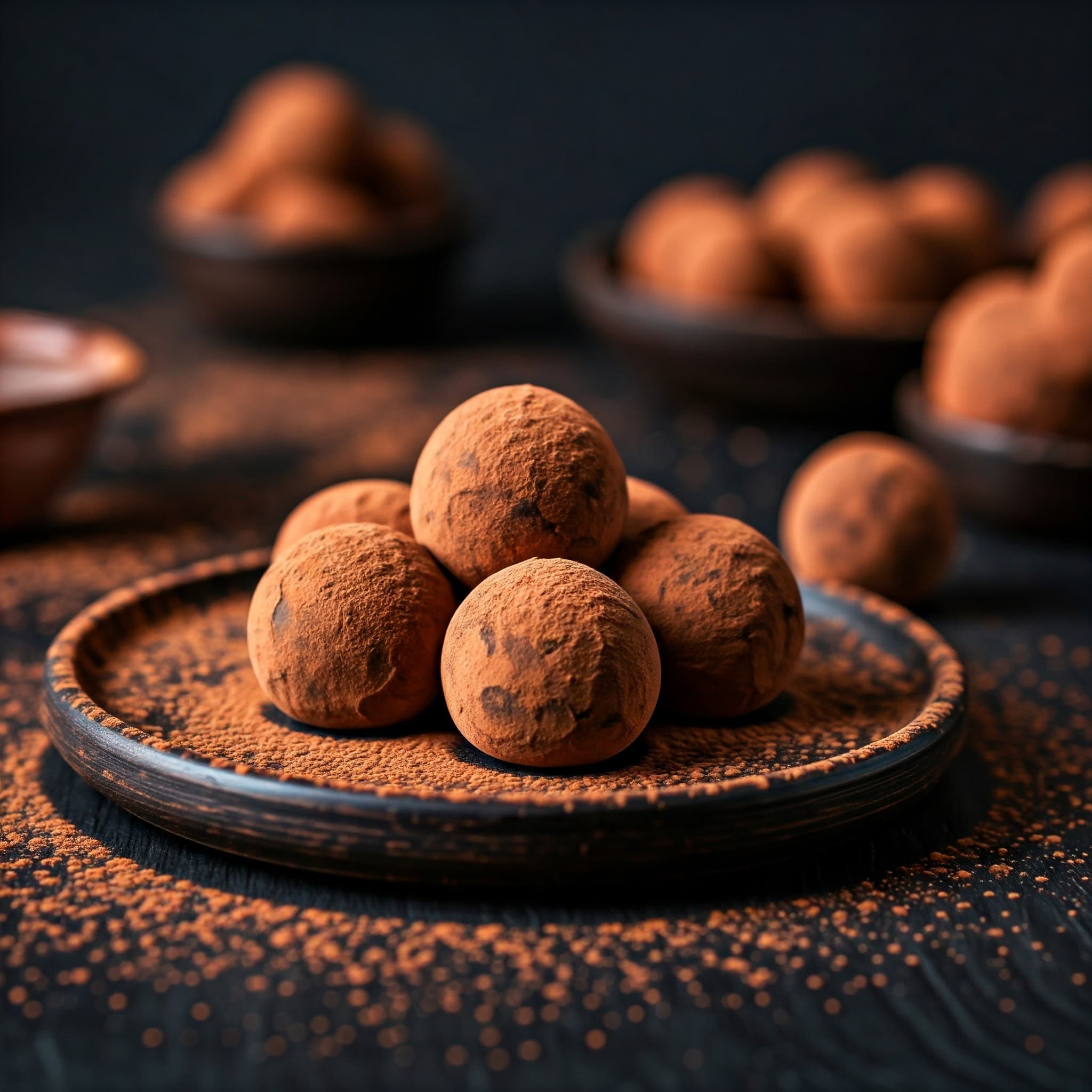 Trufas que usan cacao en polvo como ingrediente (Imagen generada por IA)