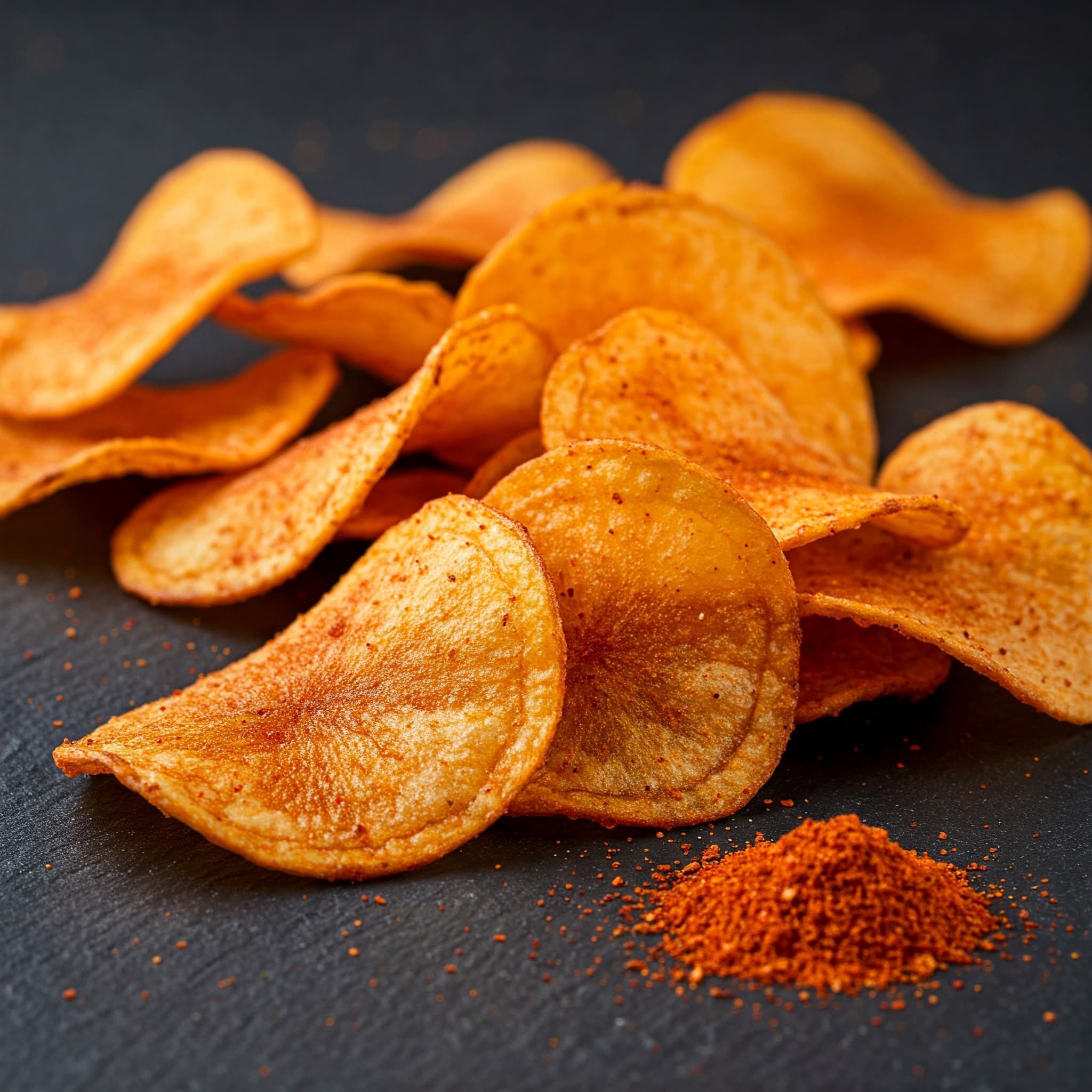 Chips, die Chilipulver als Zutat verwenden (KI-generiertes Bild)