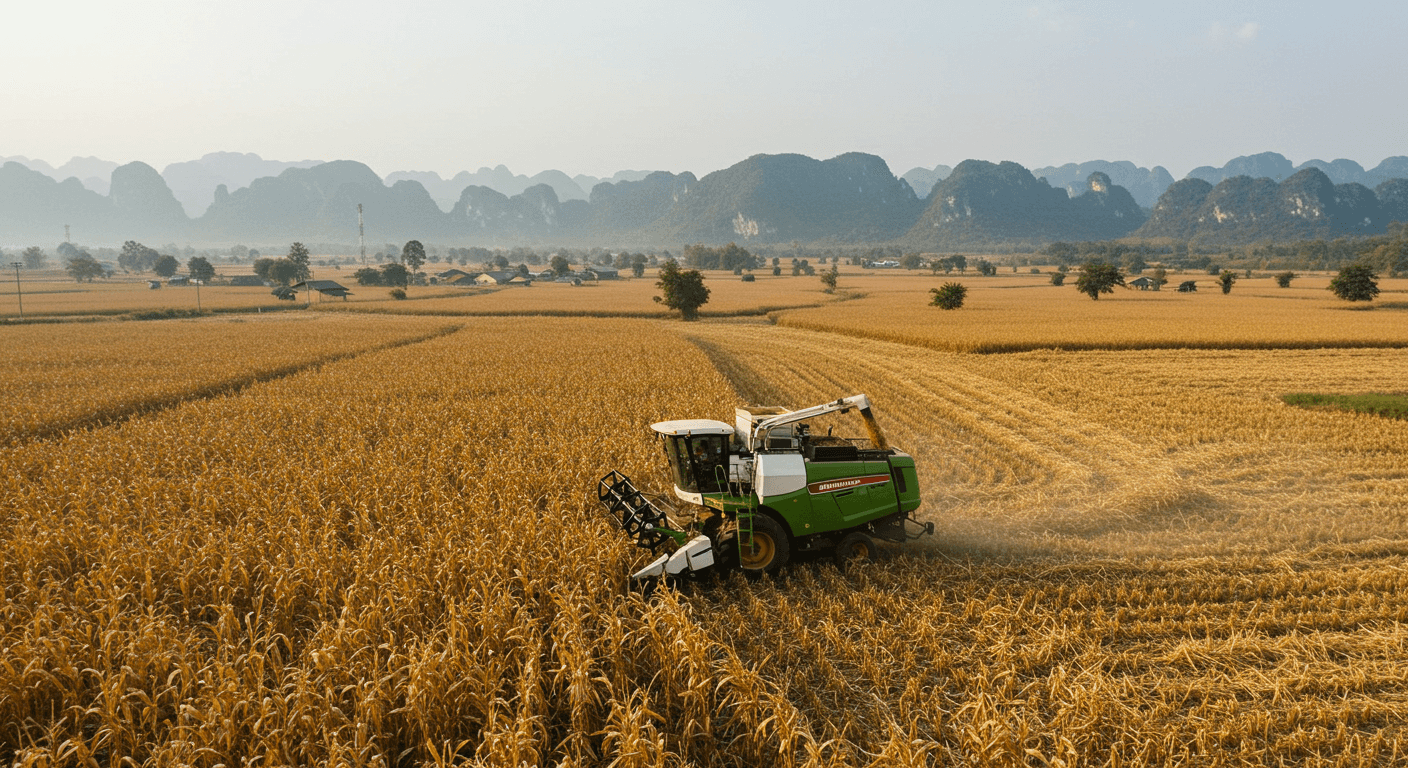 Panen jagung yang dimekanisasi di Thailand (gambar yang dihasilkan oleh AI)