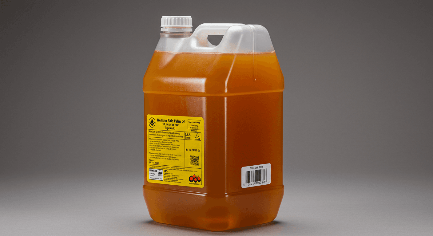 25L装可食用棕榈油用于出口（AI生成图像）
