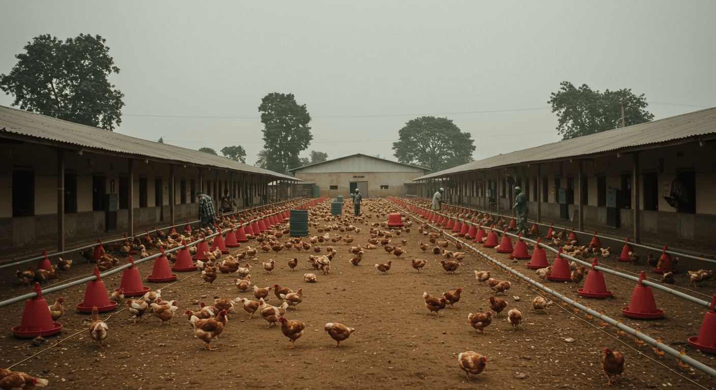 Une ferme avicole au Nigeria (image générée par IA)