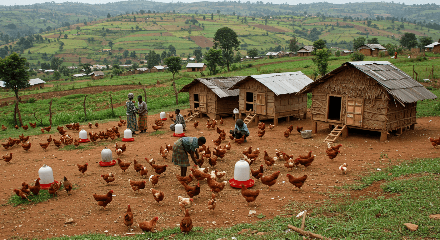 Hühnerfarm in Uganda (KI-generiertes Bild)
