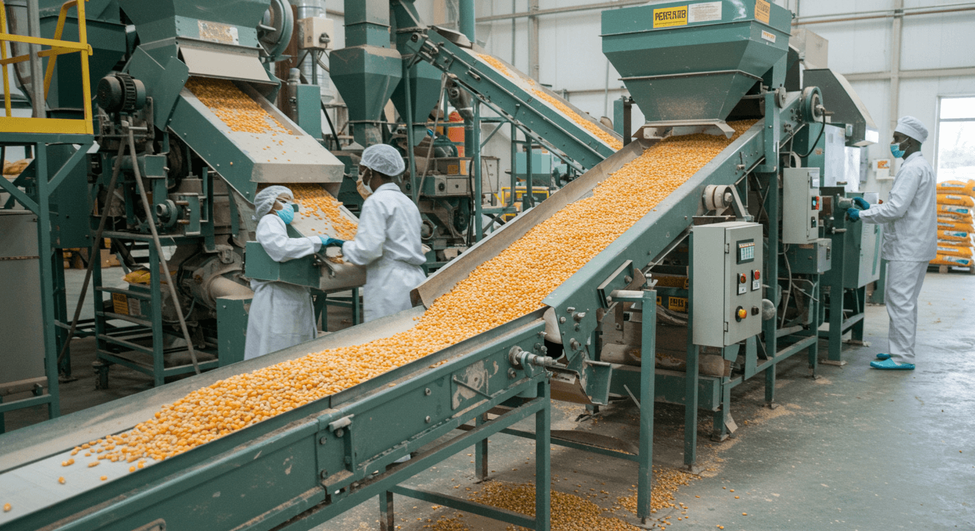 Maismehl-Produktionslinie (KI-generiertes Bild)