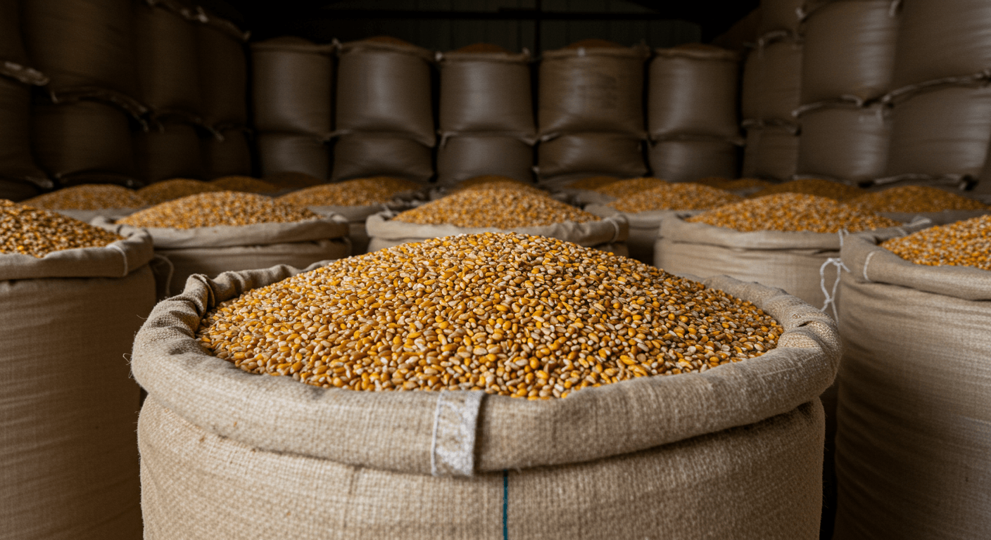 Maize grains in a 50-kg bag in Togo (AI-generated image)