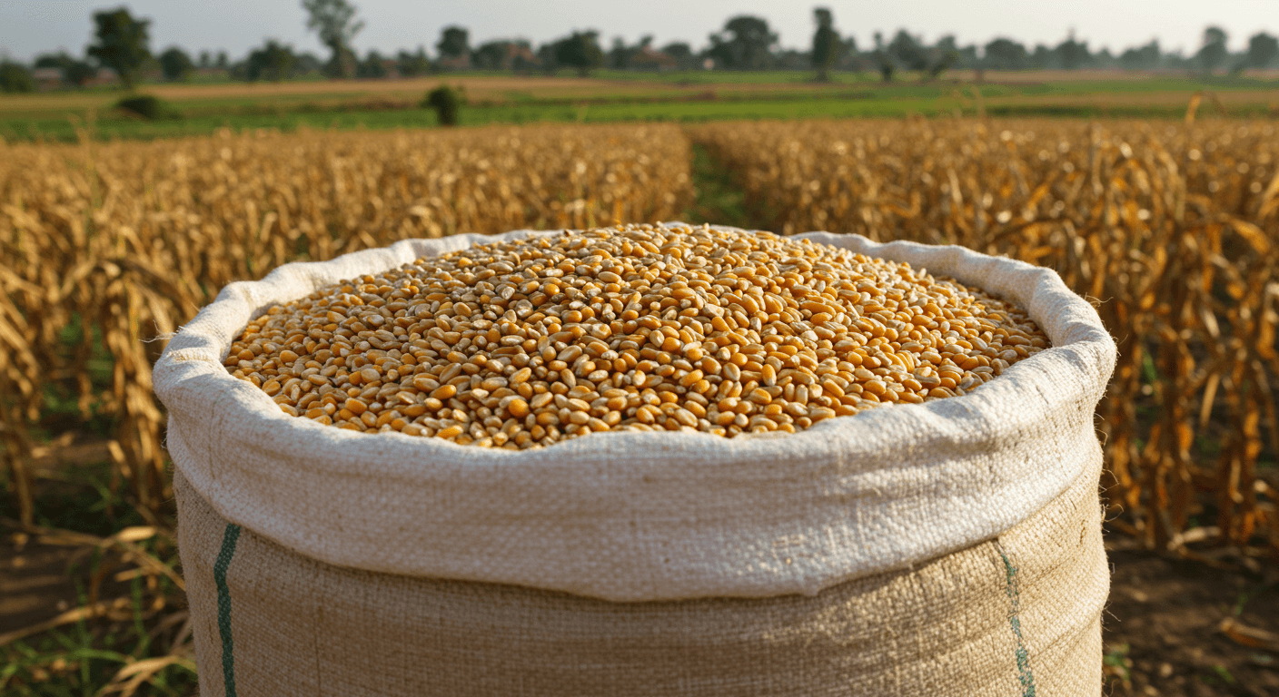 多哥的50公斤袋装玉米粒（由人工智能生成的图像）