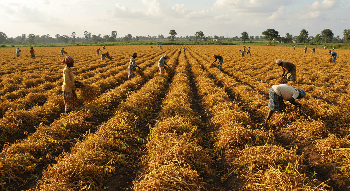 Récolte d'arachides au Togo (image générée par l'IA).