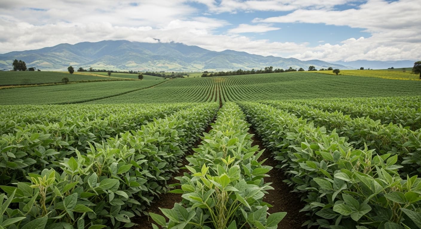 Soybean field in Colombia (AI-generated image).