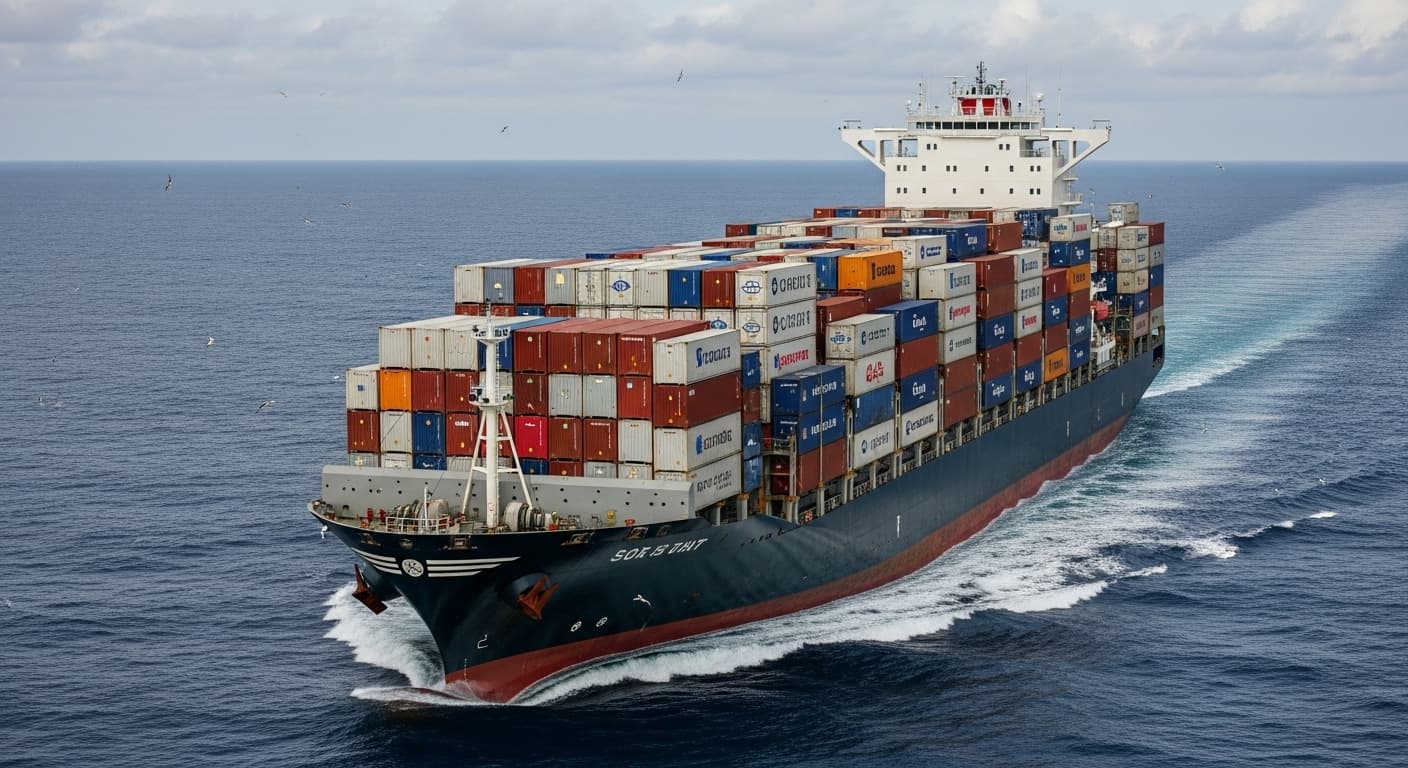 कंटेनर जहाज पर 24,000 लीटर के फ्लेक्सिटैंक (AI-जनित छवि)