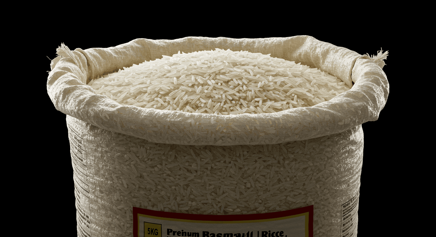 Arroz Basmati premium de grano extra-largo (imagen generada por IA).