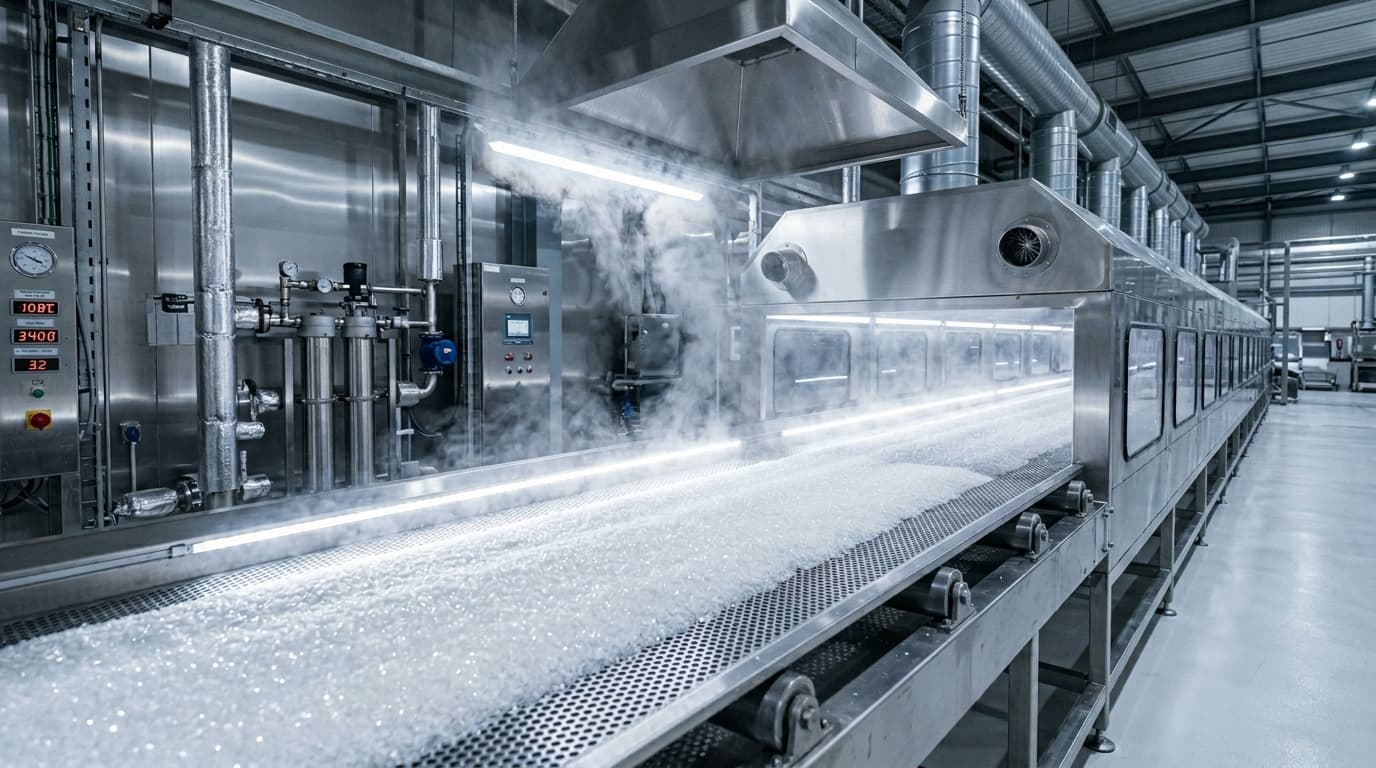 Sugar-crystal drying tunnel (AI-generated image)