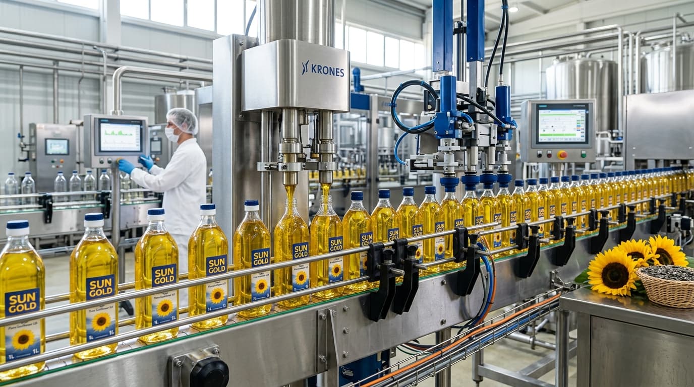 Sunflower Oil Bottling Line (AI-Generated Image)